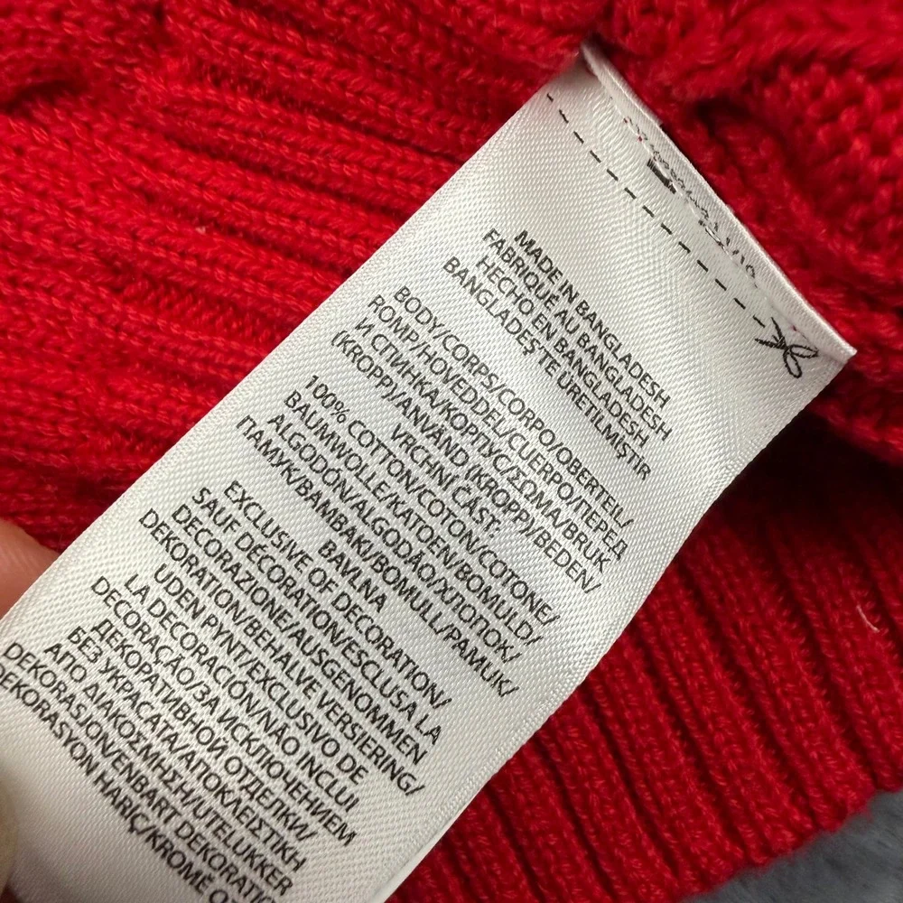 Ralph Lauren Baby Red Cable Knit Cotton Sweater 6M Button Shoulder Pullover